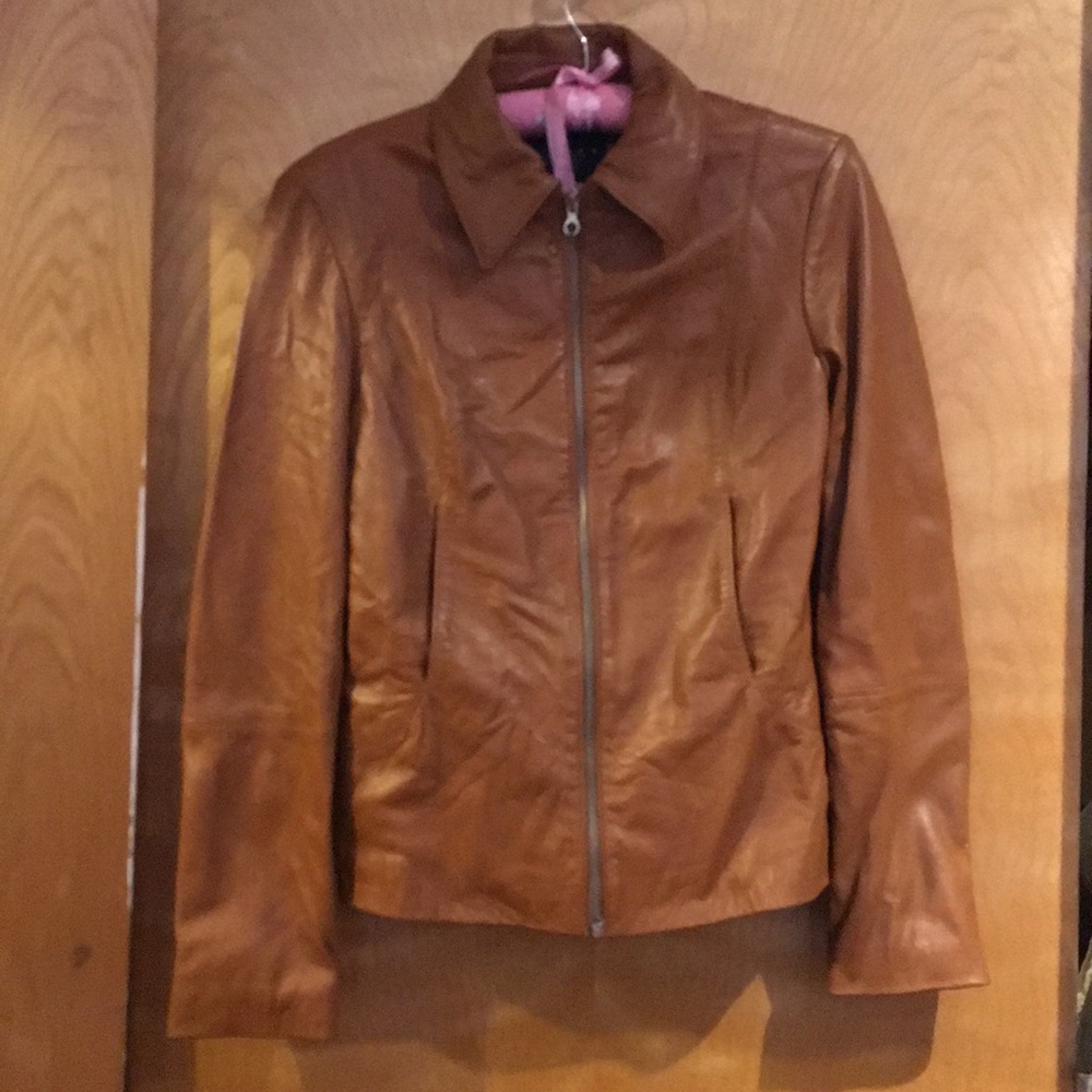Caramel leather designer jacket